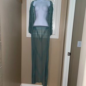 Color Sage Long Cardigan Swim Coverup Size Small